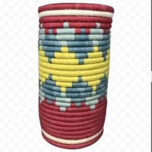 Handmade Fair trade Bohemian Vase coil Woven Colorful Boho native container Tall